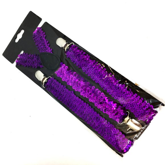 SUSPENDERS Purple Sequin Y Stretch NWT NOS - Picture 9 of 9